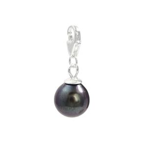 925 Sterling Silver Lobster Clasp Charm, Peacock Drop Pearl, 6-8mm, 1pc