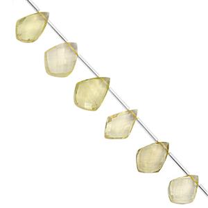 75cts Lemon Quartz Top Side Drill Faceted Kite Approx 11x8.50 to 20x14mm, 20cm Strand with Spacers