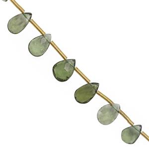 3.50cts Moldavite Graduated Faceted Pear Approx 4x3 to 8x5mm, 8cm Strand with Spacers