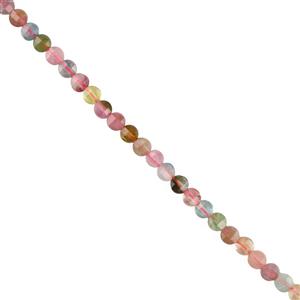 9cts Multi - Colour Tourmaline Faceted Coins Approx 2mm, 38cm strand
