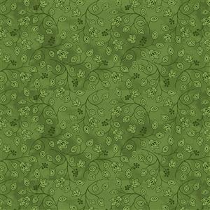 Henry Glass Jacobean Joyeux Green Mini Bud Fabric 0.5m