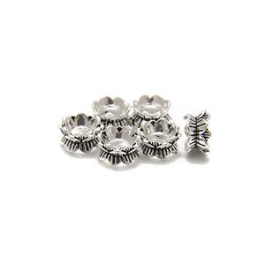 925 Sterling Silver Flower Spacer Beads Approx 8x4mm (6pcs)