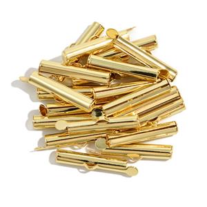 Gold Coloured Base Metal Slide End Tubes for Miyuki, Approx 26x5mm, 20pcs
