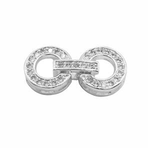 Silver Plated Base Metal CZ Clasp Approx 11x23mm (1pc)