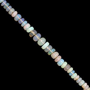 28cts Ethiopian Opal Graduated Smooth Rondelle Approx 2x1 to 7x3mm, 21cm Strand