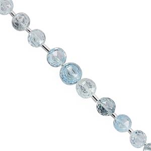 40cts Sky Blue Topaz Graduated Faceted Onion Approx 5x4 to 8x6mm 15cm Strand With Spacers