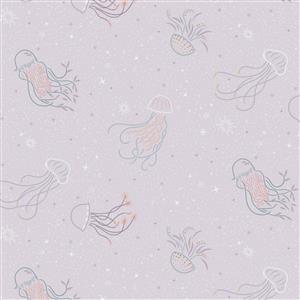 Lewis & Irene Presents Cassandra Connolly Sound Of The Sea Collection Jellyfish Dance Light Blush Fabric 0.5m