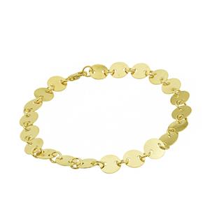 Gold Plated 925 Sterling Silver Coin Link, 7.5inch Finished Bracelet with Lobster Clasp (Pack of 1)