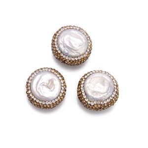 Encrusted Freshwater Cultured Pearl Spacer, 3pcs