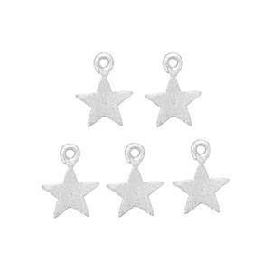 Silver Plated Brushed Base Metal Star Charms,11mm (25pk)