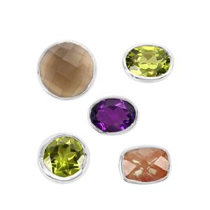 9.40cts Mixed Gemstone Collets 5pcs Oval, Cushion, 2 x Round, Oval