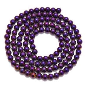 850cts Purple Coated Haematite Plain Rounds Approx 8mm, 1m Strand
