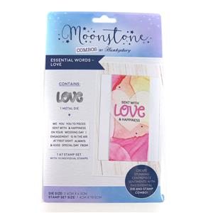 Moonstone Combos - Love, Contains 1 x metal die and 1 x A7 stamp set (15 stamps)
