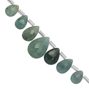 35cts Grandidierite Graduated Faceted Pear Approx 6x4 to 15x10mm, 15cm Strand with Spacer