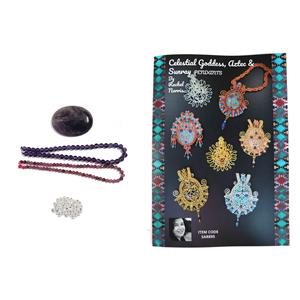 Amethyst & Ruby Celestial Goddess & Aztec & Sunray Pendants Kit with Booklet by Rachel Norris