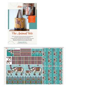 Amber Makes Animal Tote Bag Kit: Panel & Instructions - Indian Elephants