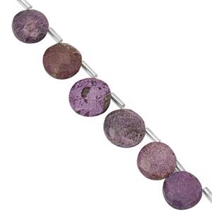 45cts Stichtite Faceted Coin Approx 9 to 13mm, 14cm Strand With Spacers