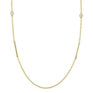 Gold Plated 925 Sterling Silver Bar & 0.53ct White Topaz Chain, 24inch