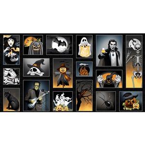 Henry Glass Halloween Ball Collection Character Patchwork Panel 0.62m