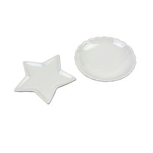 Dishes; Scalloped & Star White Ceramic Trinket Dish 