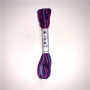 Sashiko Thread Colour 76 Blue/Red Multi-Coloured 20m From Olympus Thread Mfg Co