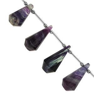 160cts Blue John Fluorite Faceted Pendulam drops Approx 18 x 11 to 28 x 14mm, 11cm Strand with Spacers
