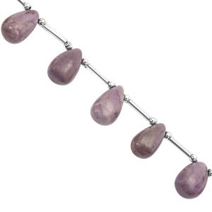 75cts Bursa Purple jadeite Smooth Drops Approx 12x7 to 14x10mm, 15cm Strand With Spacers