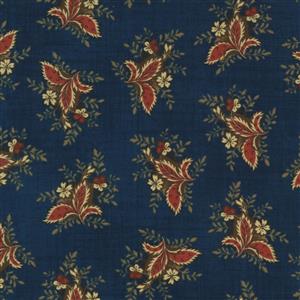Moda Marias Sky 1840-1860 in Blue Red Leaf Fabric 0.5m