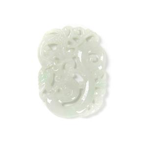 70cts Type A Green 'Aqua'  Jadeite Hollow Carving Dragon Pendant, Approx 38x52mm