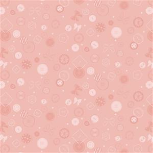 Lewis & Irene Presents Cassandra Connolly Memory Made Collection Button Jumble Dark Peach Fabric 0.5m