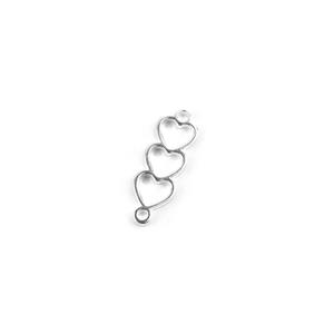 925 Sterling Silver Triple Heart Connector Approx 8x24mm, 1pc