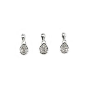925 Sterling Silver Pinch Bails with White Topaz Approx 15x8mm, 3pcs 