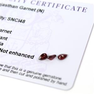 0.65cts Rajasthan Garnet 5x3mm Pear Pack of 3 (N)