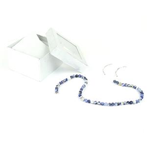 Gift; Sterling Silver Diamond Cut Curved Tube Spacer Bar, Sodalite Plain Round & Silver Box