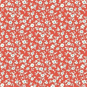 Liberty Collector's Home Curiosity Brights Daisy Trail Red Fabric 0.5m
