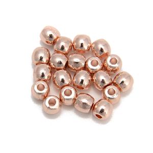 Rose Gold Plated Base Metal Smooth Barrel Spacer Beads with 2mm Drill Hole, Approx 6mm (20pcs)
