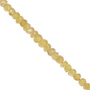 12cts Dark Yellow Sapphire Graduated Faceted Rondelles Approx 2x1 to 3x2mm, 15cm Strand