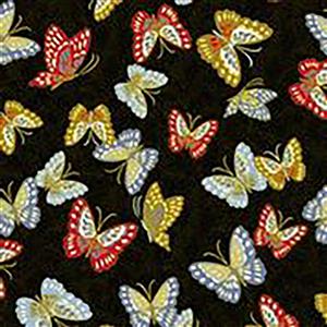 Niwa  Butterflys on Black Fabric 0.5m