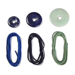 Moody Blues: Sodalite, Lapis, Chinese Amazonite Donuts & Suede Cords Kit 