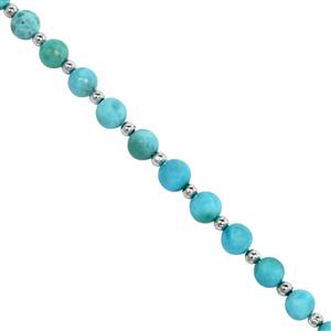 48cts Larimar Smooth Round Approx 6 to 7mm, 20cm Strand With Spacers