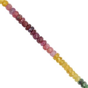 40cts Ruby, Emerald, Yellow & Blue Sapphire Faceted Rondelles Approx 3x2 to 4x3mm, 20cm Strand