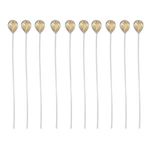 925 Sterling Silver Head Pins With 4x3mm Pear Citrine - 40mm, Width 0.5mm - (10pcs)