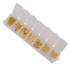 Gold Plated Base Metal Findings 70pcs Pack (7 Different Findings x10pcs per Finding in Plastic Box)