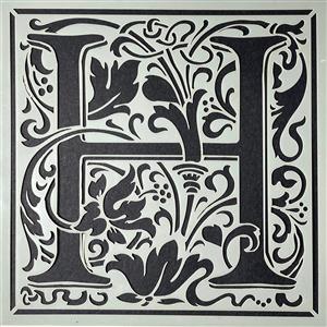Stencil Up  Cloister Letter - H- William Morris inspired