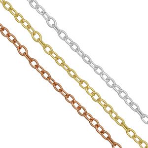 Base Metal Extender Chains (Set Of 3)  (approx. 1m of each - Silver Plated, Golden & Rose Golden)