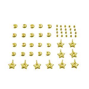 Gold Plated Base Metal Lariat Findings Pack with 10x Bead Bails Star Shape, 20x Crimp Tubes, 20x Crimp Covers 