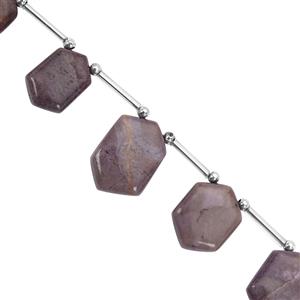 75cts Bursa Purple Jadeite Smooth Octagon Approx 14x10 to 20x14mm, 15cm Strand With Spacers