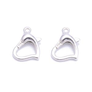 925 Sterling Silver Heart Shaped Clasp, Approx 8x12mm, 2pcs