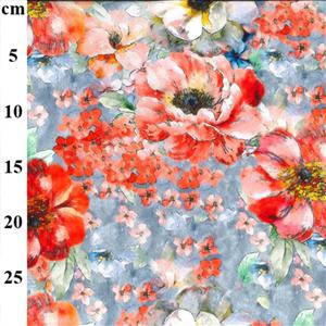 Digital Printed Viscose Blue Floral Fabric 0.5m