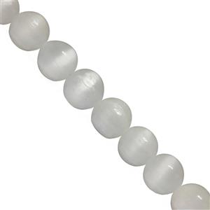 145cts Selenite Plain Round Approx 7 to 10mm, 33cm Strand